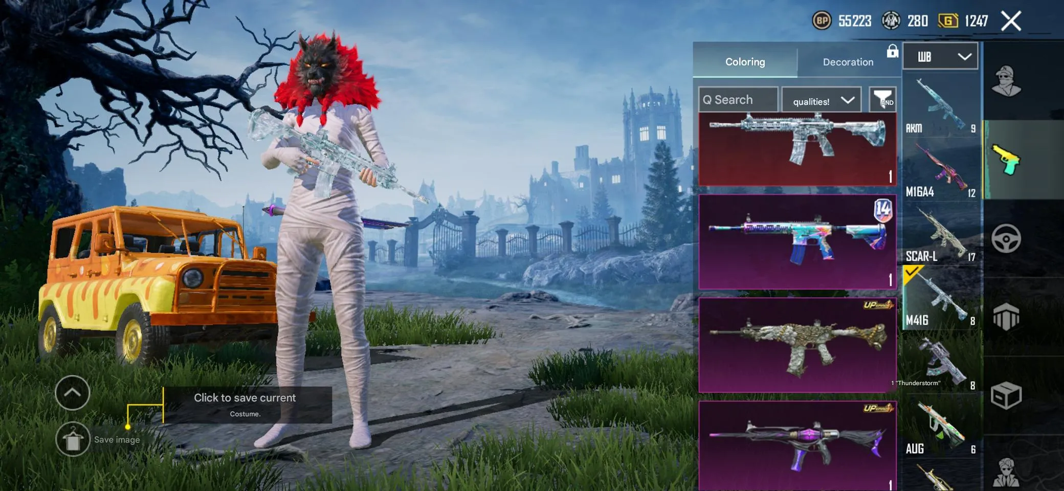 PGM271 FAT ACC AKM Glacier Lv.7, Glacier + 3 M416, Jester X-Suit Lv.4, Mummy, 123 Mythics, 47 Evo Guns, Conq, Cars (G)